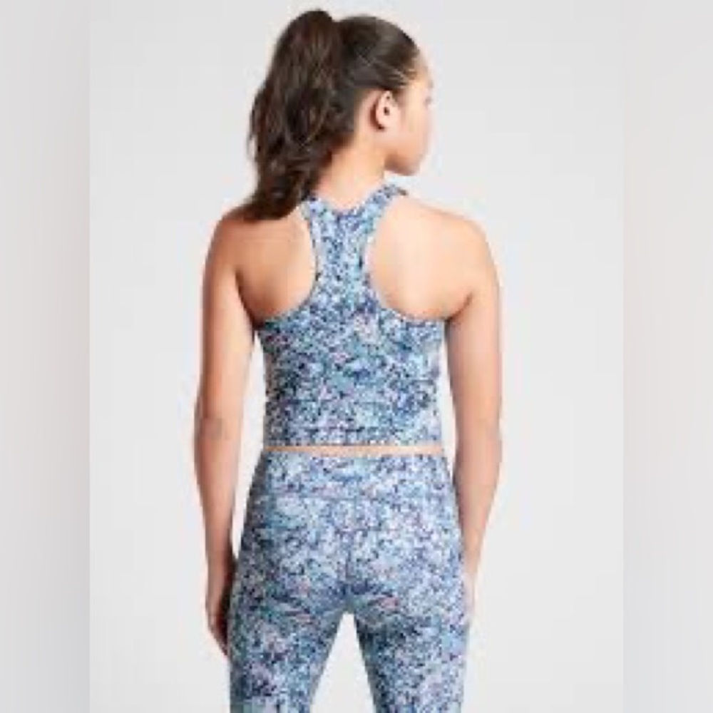 Athleta Girl printed Long Distance crop top tank size 12 like new